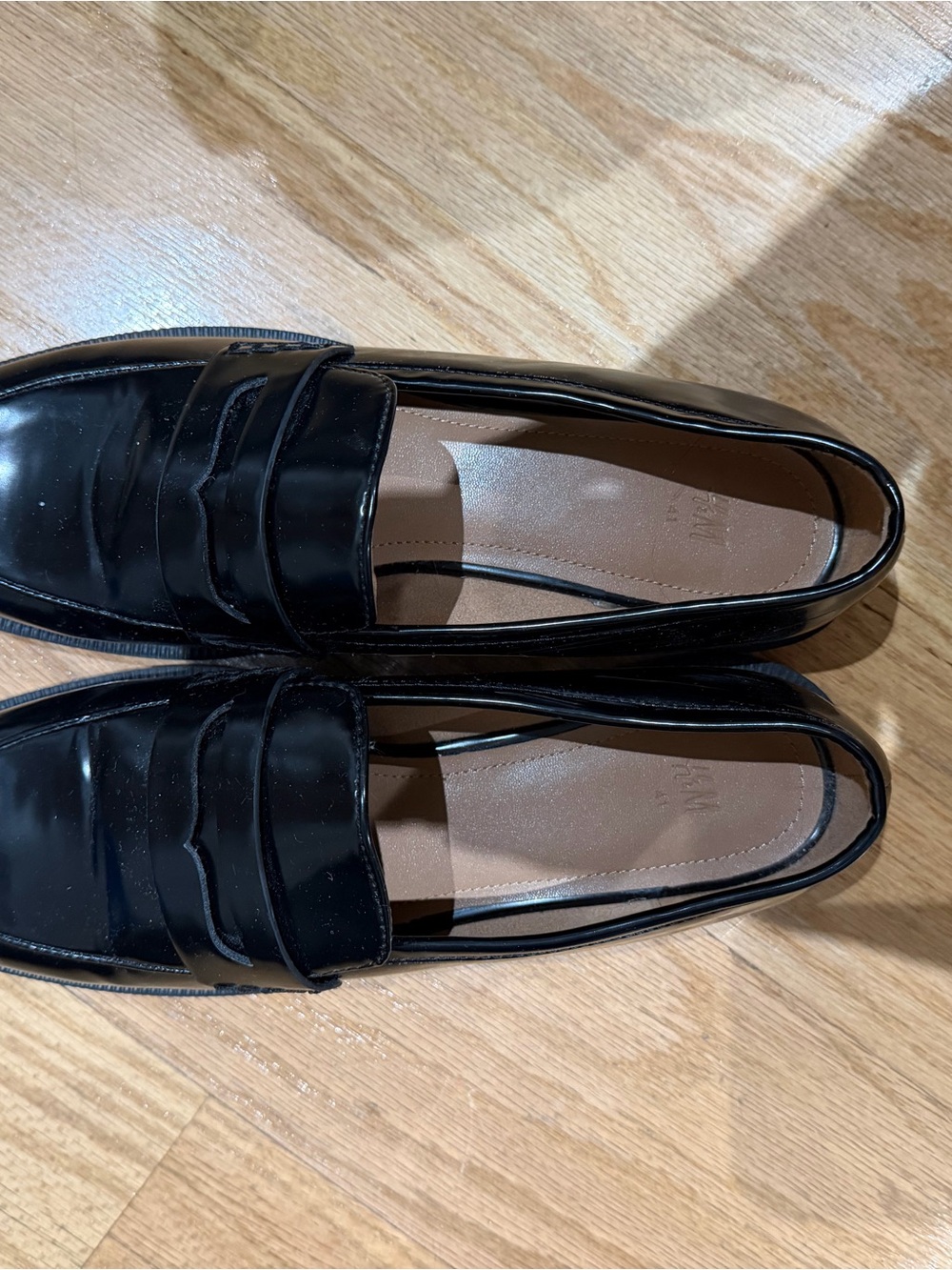 H&M Black Patent Penny Loafers